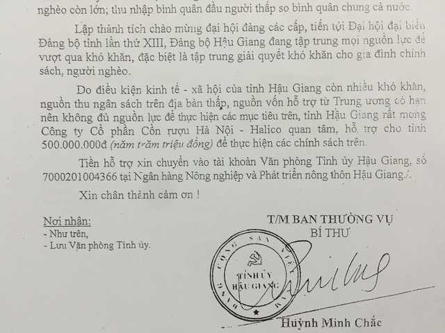 Tỉnh Hậu Giang kêu khó và “xin tiền” từ Halico. (Hình: Dân Trí)