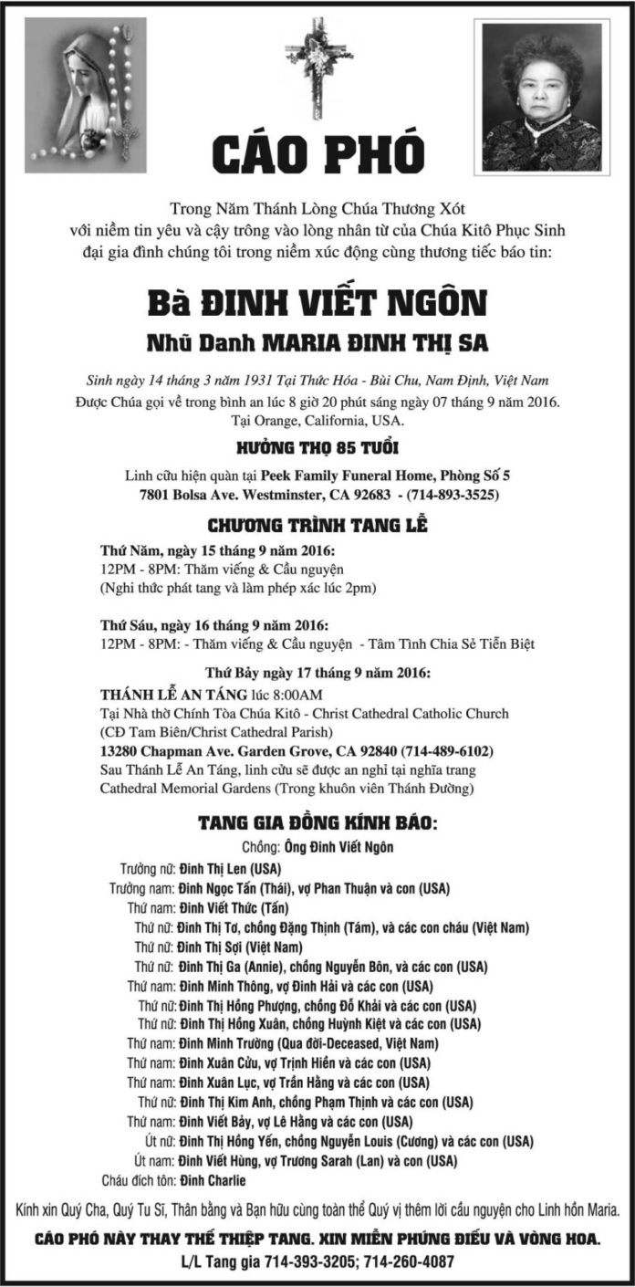 Bà Đinh Viết Ngôn Nguoi Viet Online