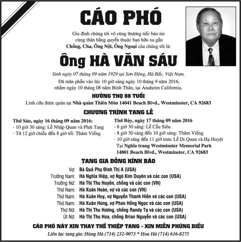 Ông Hà Văn Sáu Nguoi Viet Online