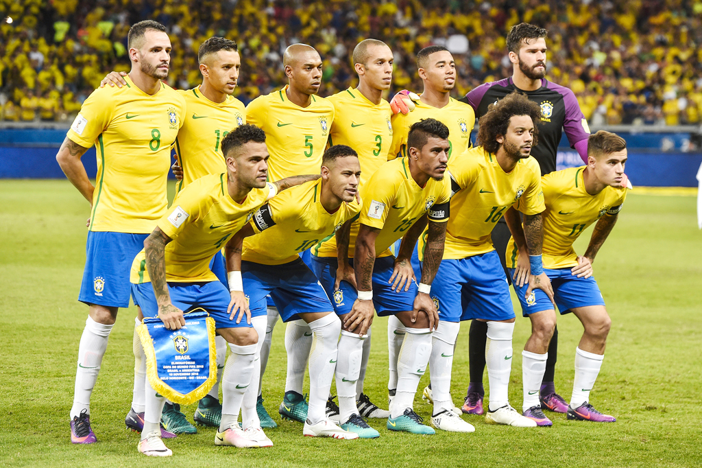 Ðội tuyển Brazil trước trận đấu vòng loại World Cup 2018 khu vực Nam Mỹ giữa đội tuyển Brazil và Argentina diễn ra tại Belo Horizonte, Brazil ngày 10 tháng 11, 2016. (Hình: Getty Images)
