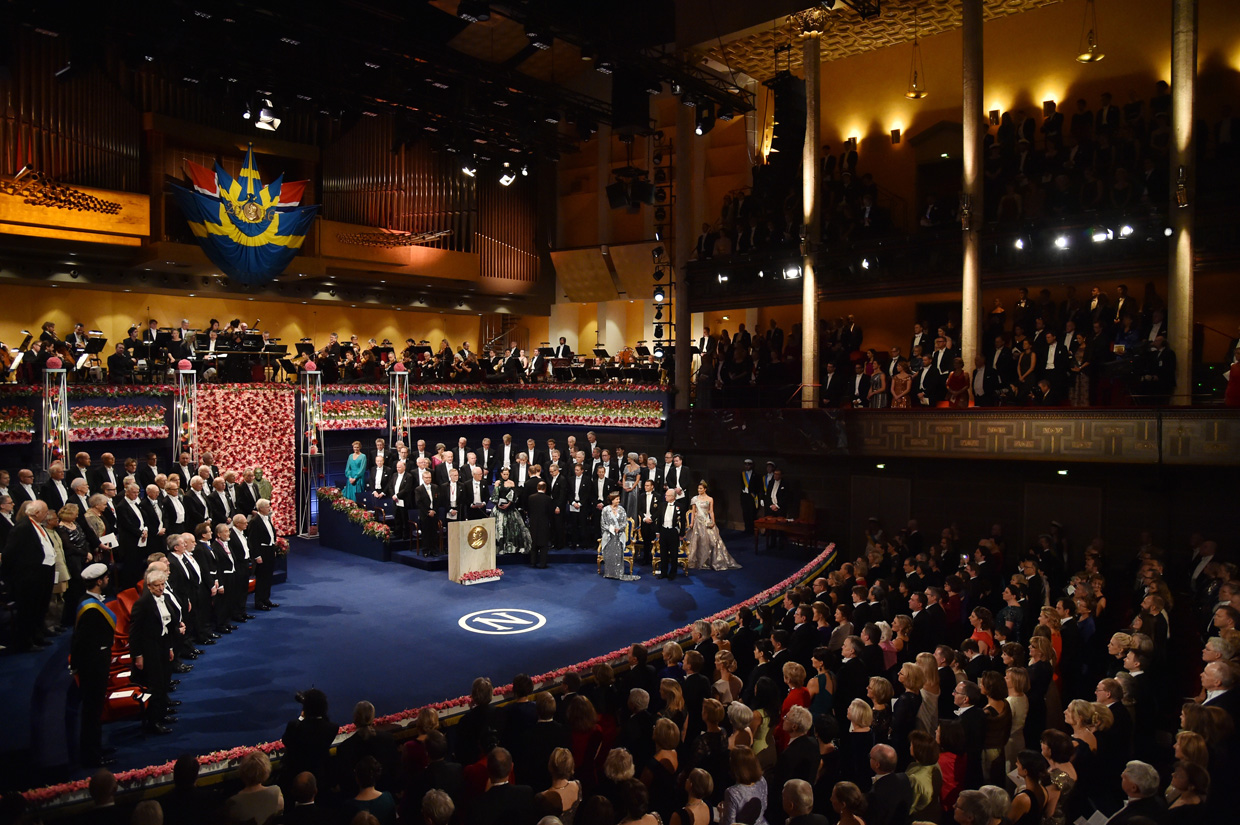 STOCKHOLM, SWEDEN - DECEMBER 10: General view of the Concert Hall during the Nobel Prize Awards Ceremony at Concert Hall on December 10, 2016 in Stockholm, Sweden. (Photo by Pascal Le Segretain/Getty Images)