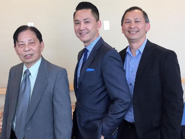 Viet and brother Tung and dad Joseph Nguyen at San Jose City Hall commendation ceremony for Viet 2016 1