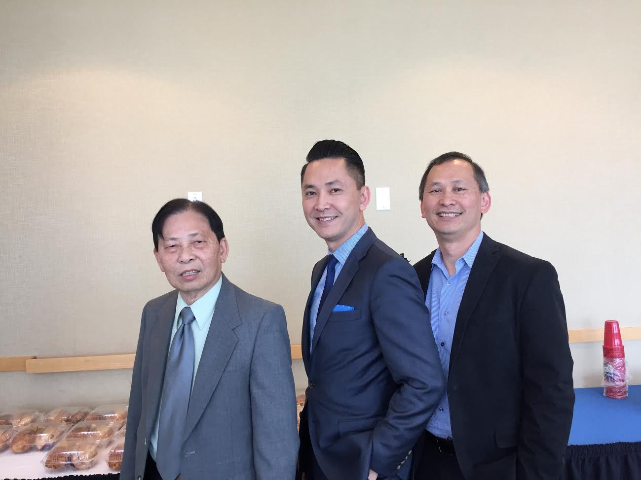 Viet and brother Tung and dad Joseph Nguyen at San Jose City Hall commendation ceremony for Viet 2016. (Photo courtesy: Viet Thanh Nguyen)
