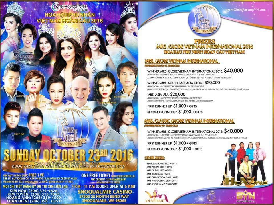 Poster quảng cáo cuộc thi Hoa Hậu Phu Nhân Toàn Cầu Việt Nam với giải thưởng cao ngất (Hình: Hương Đỗ cung cấp)