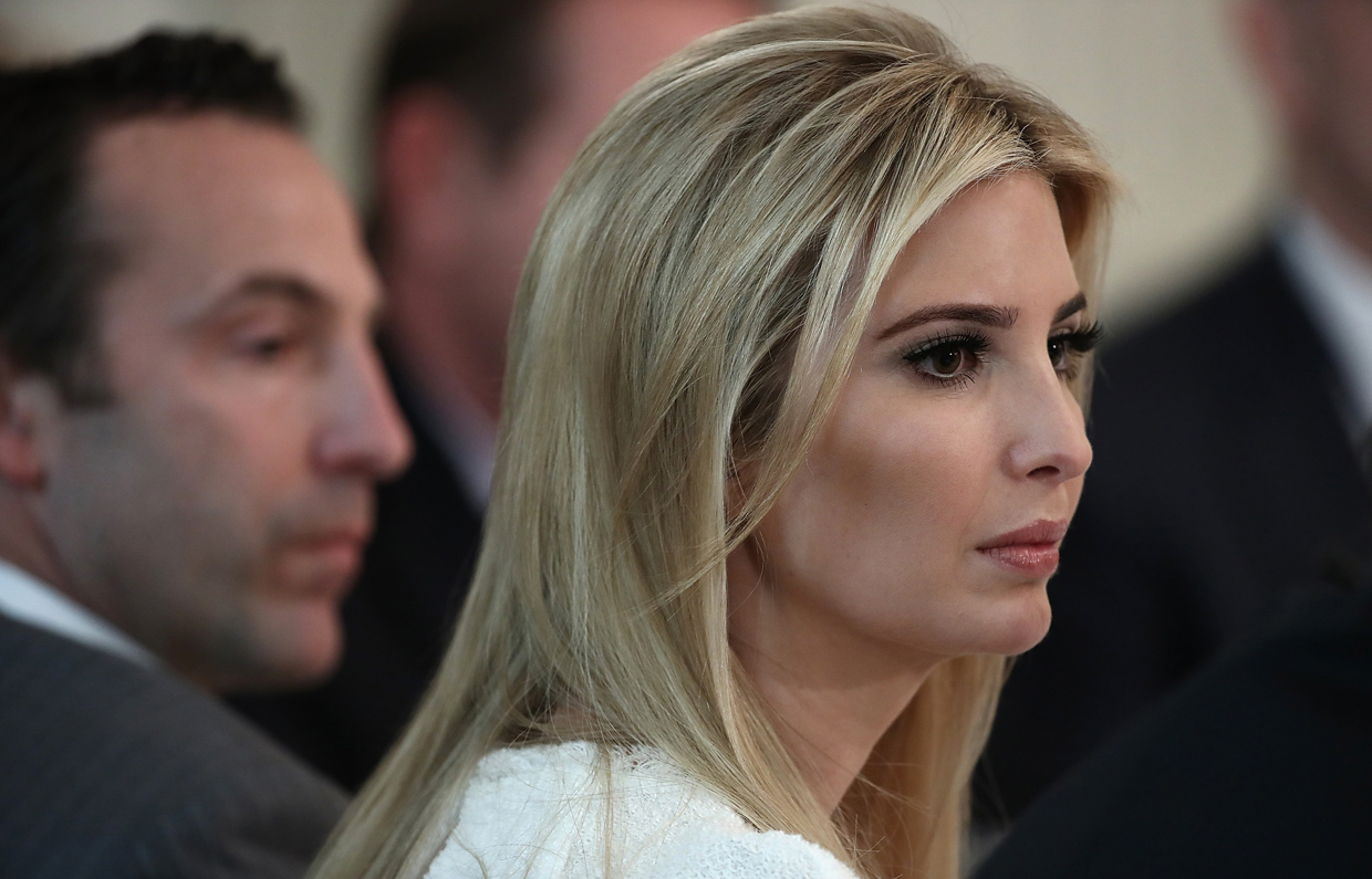 WASHINGTON, DC - FEBRUARY 23: U.S. President Donald Trump's daughter, Ivanka Trump, participates in a listening session with manufacturing CEOs in the State Dining Room of the White House February 23, 2017 in Washington, DC. President Trump met with the CEOs in an effort to develop beneficial new policies on taxes, trade and job creation. (Photo by Win McNamee/Getty Images)