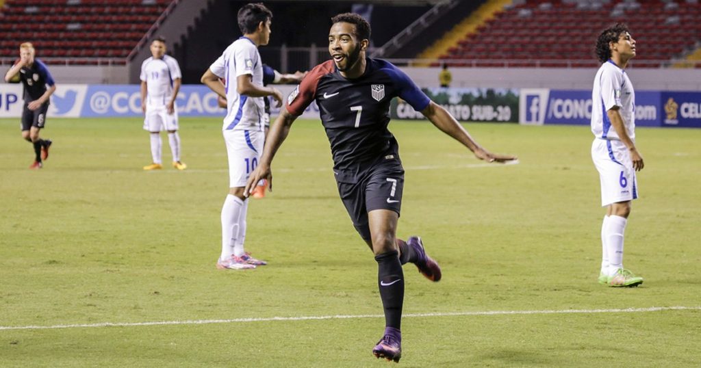 Cầu thủ số 7 Eryk Williamson của U-20 Hoa Kỳ vui mừng khi tung lưới El Salvador trong trận đấu bảng D giữa hai đội diễn ra tại Costa Rica ngày 3 Tháng Ba, 2017. (Hình: Goal.com)