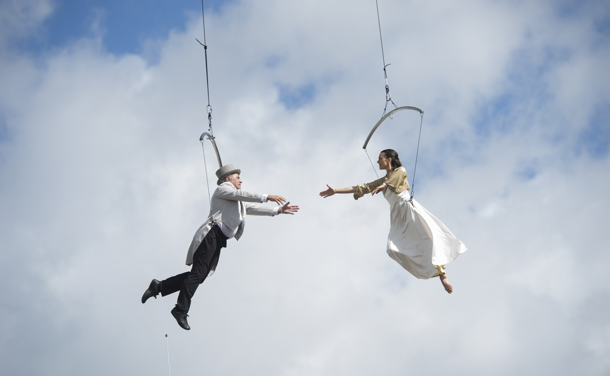 Artists perform during the opening of the International Garden Exhibition (IGA) 2017 at the Gaerten der Welt in Berlin on April 13, 2017. / AFP PHOTO / STEFFI LOOS (Photo credit should read STEFFI LOOS/AFP/Getty Images)