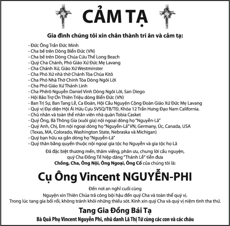 Cụ Ông Vincent NguyễnPhi Nguoi Viet Online