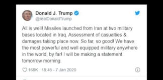 Vụ Iran bắn hỏa tiễn, Tổng Thống Trump: “Mọi thứ vẫn ổn”