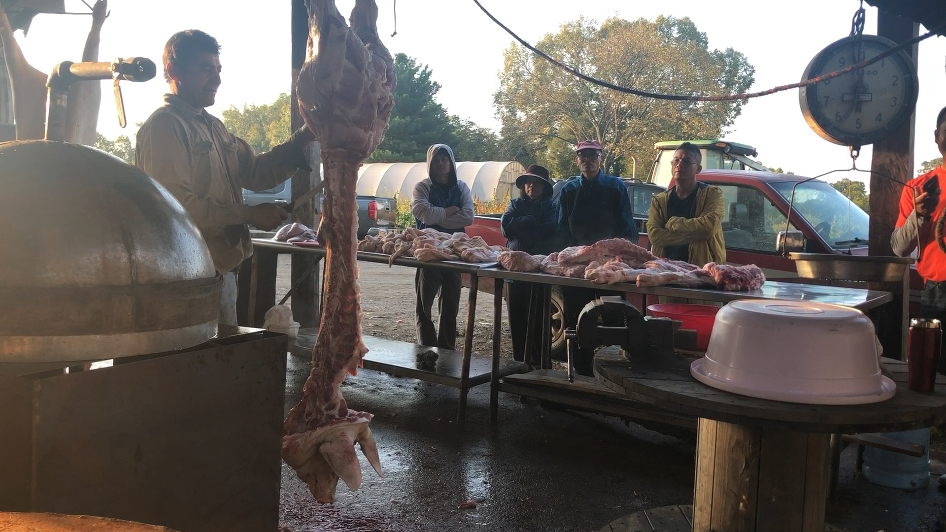 Sáu giờ sáng xếp hàng mua lòng heo tươi ở Mỹ