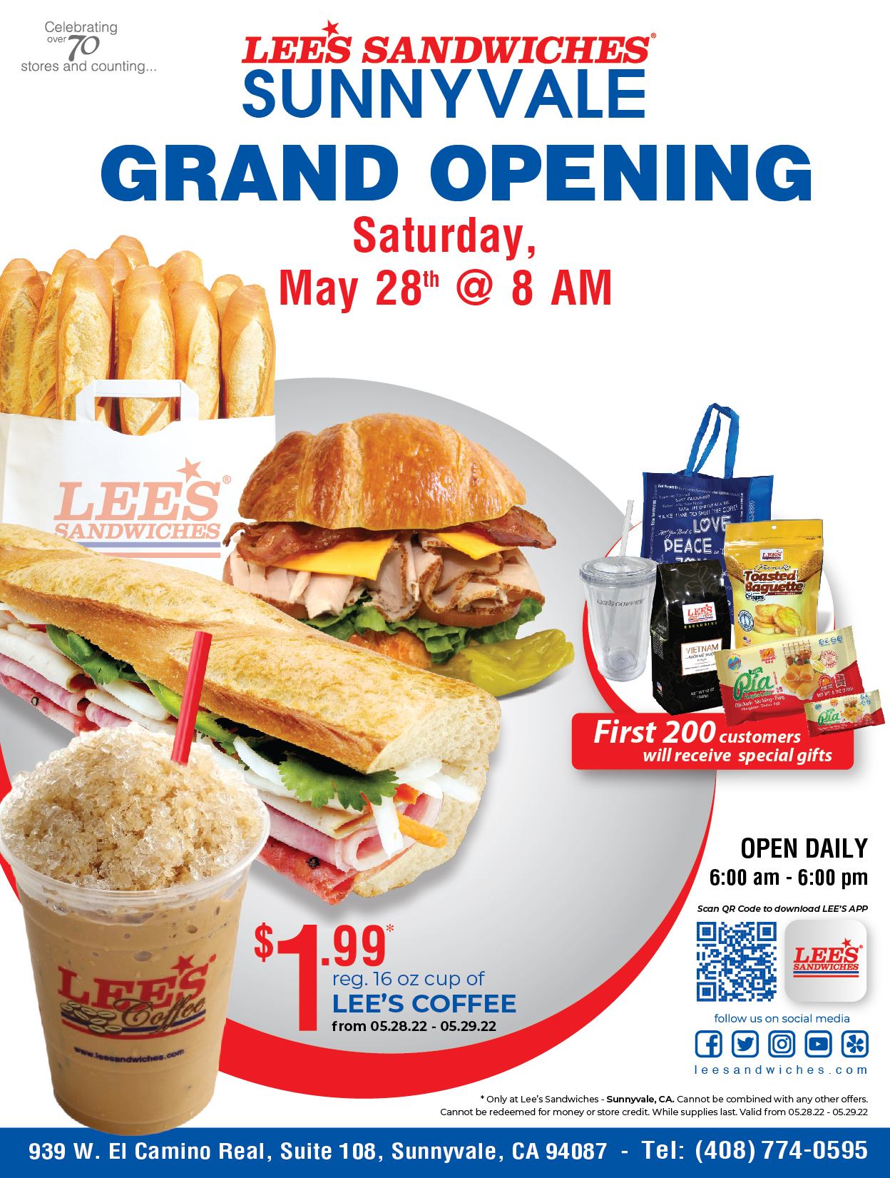 Lee's Sandwiches mở tiệm thứ 72 cuối tuần này, tại Sunnyvale, Bắc California