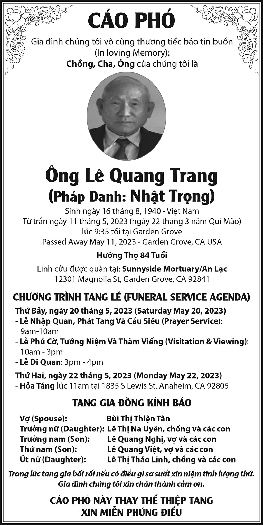 Ông Lê Quang Trang - Nguoi Viet Online