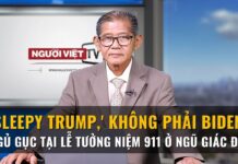 ‘Sleepy Trump,’ không phải Biden, ngủ gục tại lễ tưởng niệm 911 ở Ngũ Giác Đài