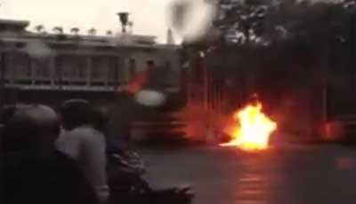 Vietnamese woman on fire