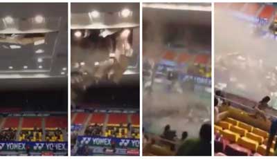 Watch a terrifying roof collapse at Vietnamese badminton stadium